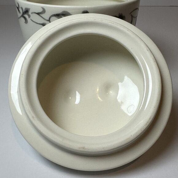 Pfaltzgraff Avenue Parisienne Sugar Bowl Kitchen Collectable Gray & White Floral - Picture 7 of 9